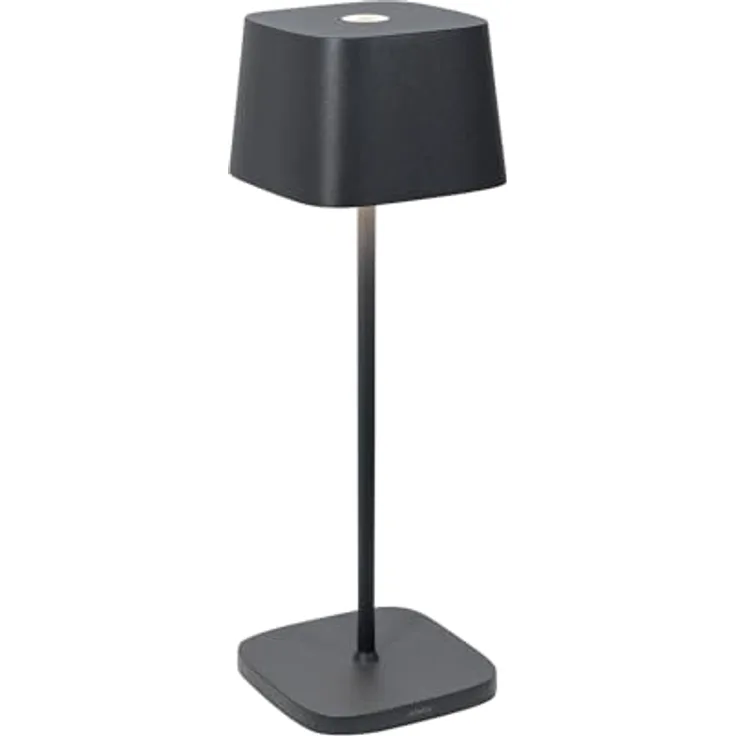 Zafferano, Ofelia Lampe, Kabellose, Wiederaufladbare Tischlampe mit Touch Control, Auch für den Außenbereich Geeignet, Dimmer, 2200-3000 K, Höhe 29 cm, Farbe Dunkelgrau