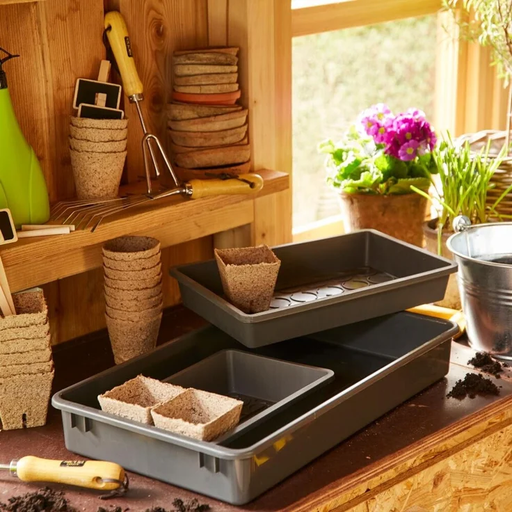 SIENA GARDEN Pikier- und Anzuchtschale 29x19x6 cm PP, anthrazit – Bild 2