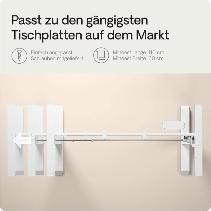 Desktronic Elektrisch Höhenverstellbarer Schreibtischgestell HomeOne , Weiß, mit Memory-Funktion, Anti-Kollisions Technologie, USB-A und USB-C-Ladeanschlüssen – Bild 5