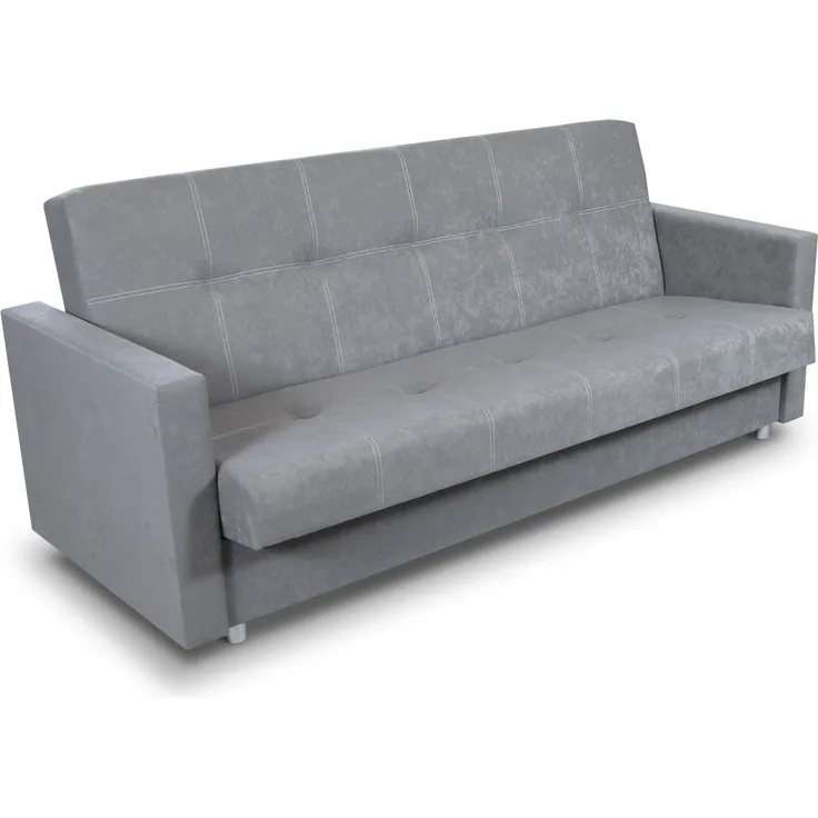 Schlafsofa Dave - Sofa mit Schlaffunktion und Bettkasten, Bett, Bettsofa, Schlafcouch (Grau (Suedine 06))