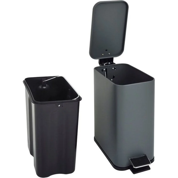 SVITA Mülleimer ST5, Treteimer, Softclose-Funktion, 5L, Stahl pulverbeschichtet, Grau – Bild 4