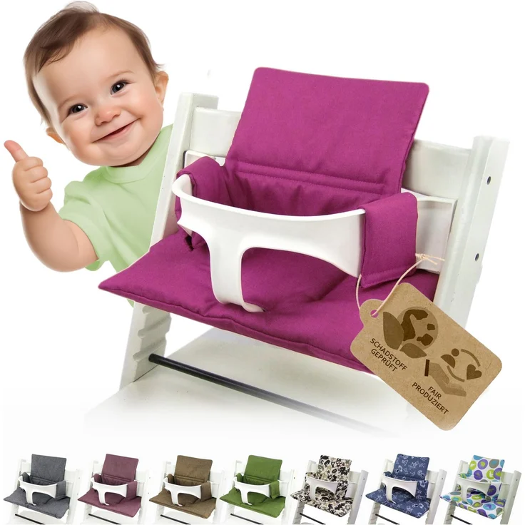 Ersatzbezug Sitzkissen kompatibel mit Stokke Tripp Trapp (org. pink) | Bezug Kissen-Set Sitzverkleinerer, Mod. 2