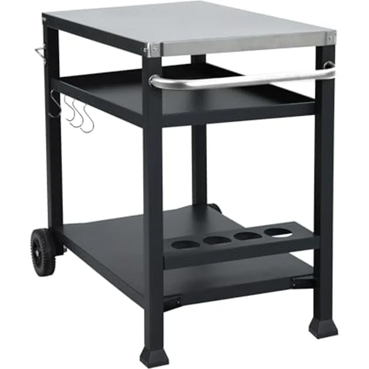 TAINO NIKAN Grillwagen Grilltisch Rollwagen Grillständer klein mit Rollen Outdoor Balkon Garten Terrasse Schwarz – Bild 1