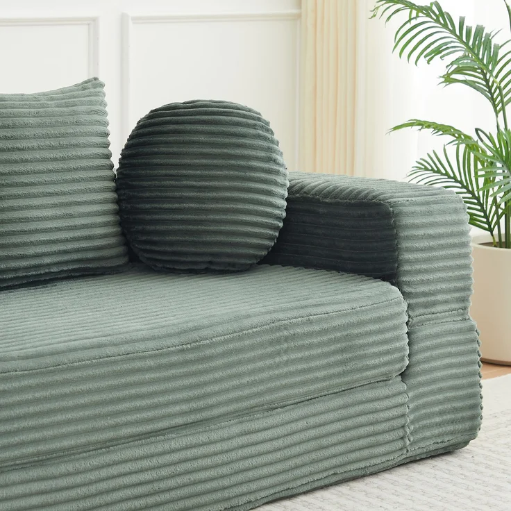 ZUBALIYA SchlafSofa mit USB - Anschluss, mit Schreibtisch, mit Cordbezug, mit Schaumstoffpolsterung, für Wohnzimmer und Apartments – Bild 16