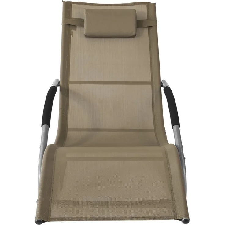 SoBuy OGS28-BR Schaukelstuhl Garten, Textilene, Lackiert, Braun, 150 x 87 x 63 cm