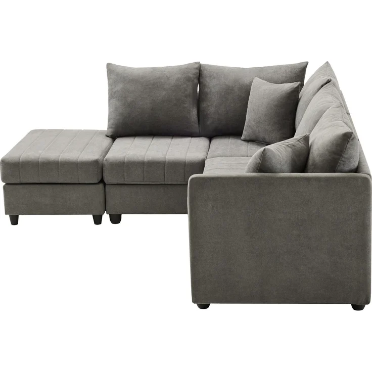 Big-Sofa mit Rückenkissen, Zierkissen, loser Rückenkissen und Zierkissen, 5-Sitzer Sofa, Leinen Bezug – Bild 7