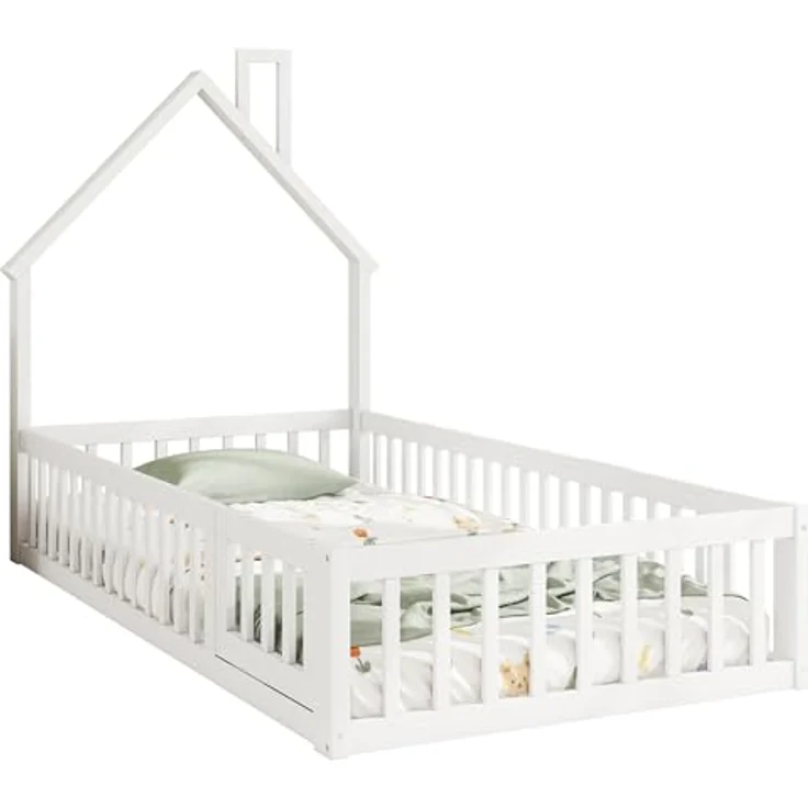 Ball & Cast Bodenbett 90x200 als Kinderbett mit Schornstein, Weiß – Bild 7