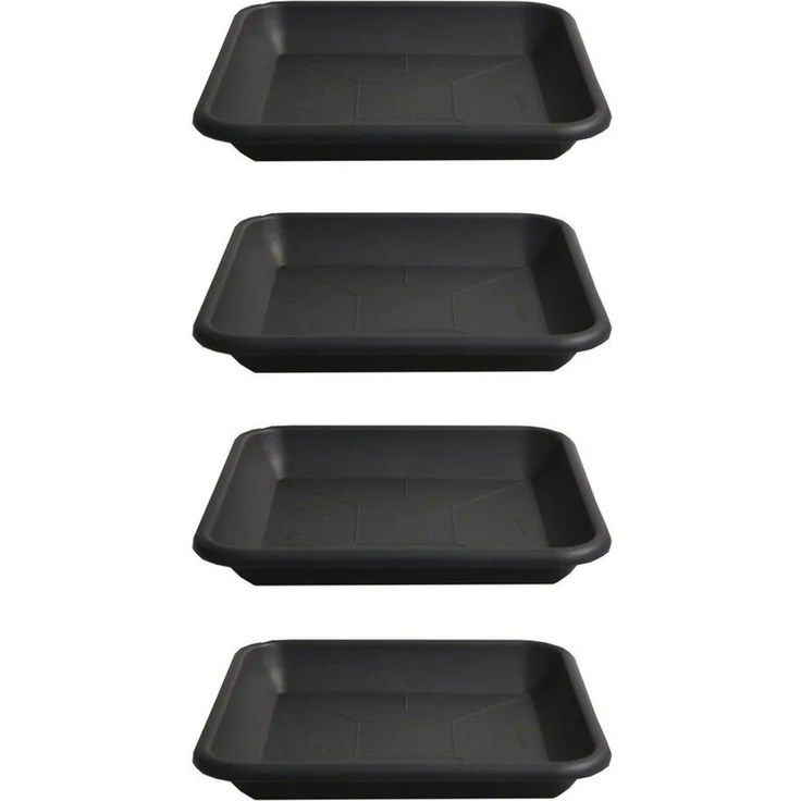 HAC24 Blumentopfuntersetzer Pflanztopf Blumentopf Untersetzer Blumenkübel Schale Pflanzschale, Set, 4-tlg, Eckig Anthrazit Kunststoff – Bild 1