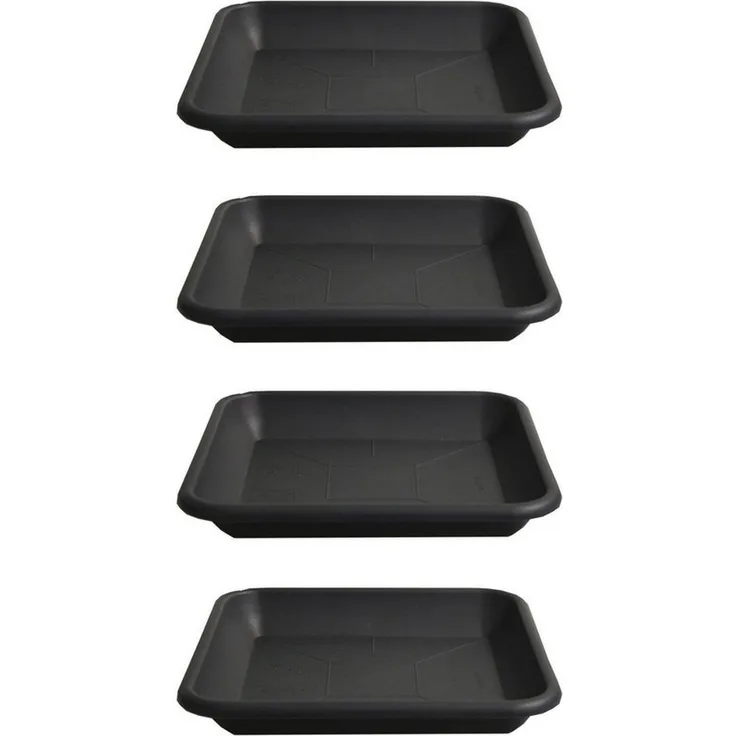 HAC24 Blumentopfuntersetzer Pflanztopf Blumentopf Untersetzer Blumenkübel Schale Pflanzschale, Set, 4-tlg, Eckig Anthrazit Kunststoff