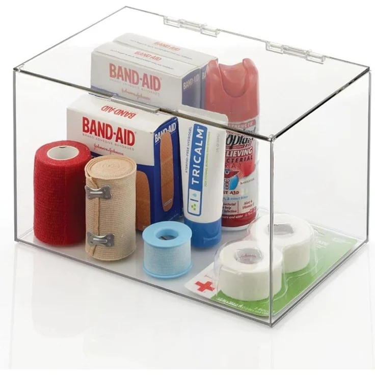 mDesign Kosmetikbox Aufbewahrung Organizer Klappdeckel Kunststoff Transparent – Bild 7