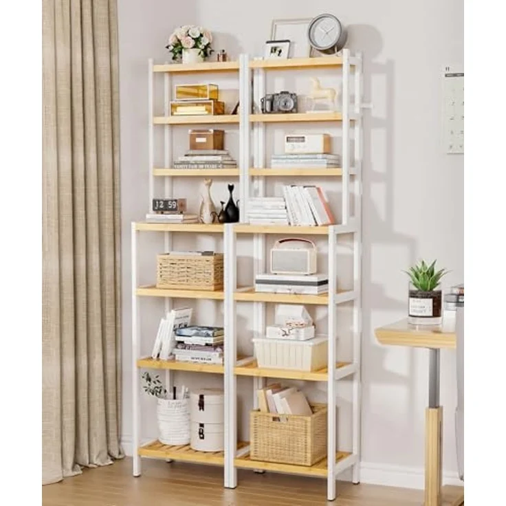 Yorbay Standregal Badregal mit 7 Ebenen, Bambus Aufbewahrungsregal, Kippsicherung, 110 kg Tragkraft – Bild 2