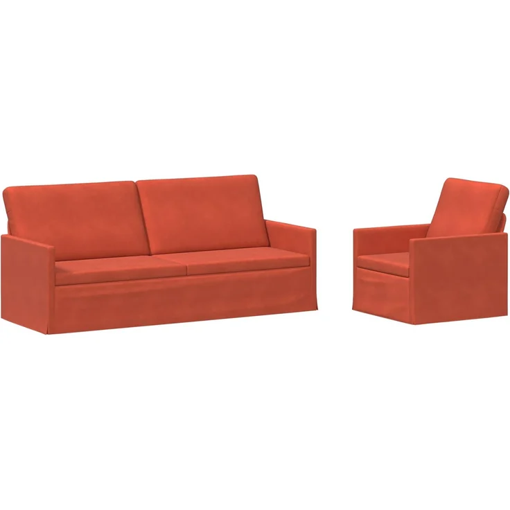 vidaXL Sofa-Set 2 pcs Rot-Orange Cordstoff 3433259 – Bild 2