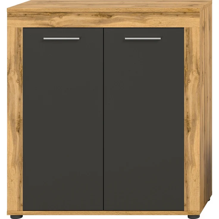 xonox. home Wohnen Jam X8BN1T20 Highboard Hochkommode Wohnzimmerschrank Hochschrank in Wotan Eiche Melamin/grau Nachbildung, ca. B/H/T: 80 x 88 x 35 cm – Bild 2