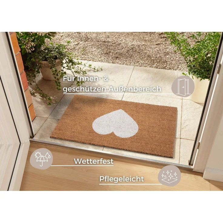 HANSE Home Fußmatte Mix Mats Kokos Heart, Türmatte, rechteckig, Höhe: 15 mm, Kokos, Schmutzfangmatte, Outdoor, Rutschfest, Innen, Kokosmatte, Flur – Bild 2