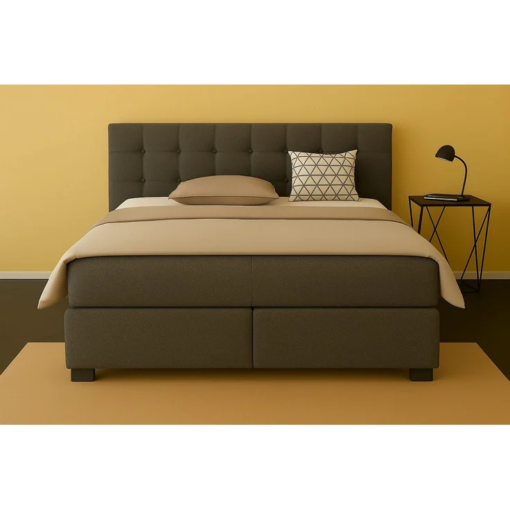 Boxspringbett TOM-OM 180x200 cm mit gepolstertem Kopfteil. Farbe: Grau – Bild 2