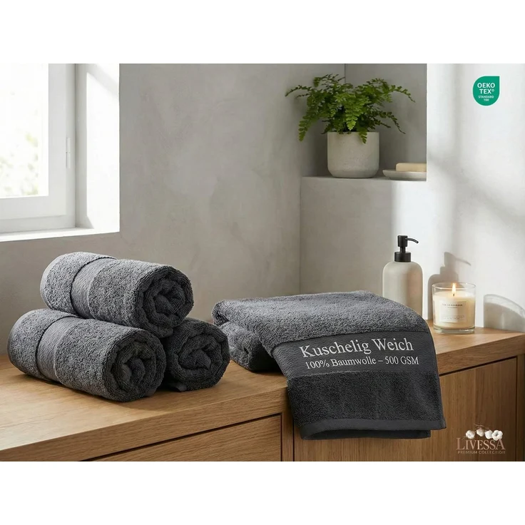 livessa Handtücher Frottiertücher Elegance - Handtuch - Duschtuch - Badetuch - Gästetuch, Luxuriöse Qualität der Spitzenklasse, aus 100% Baumwolle – 500 g/m². – Bild 4