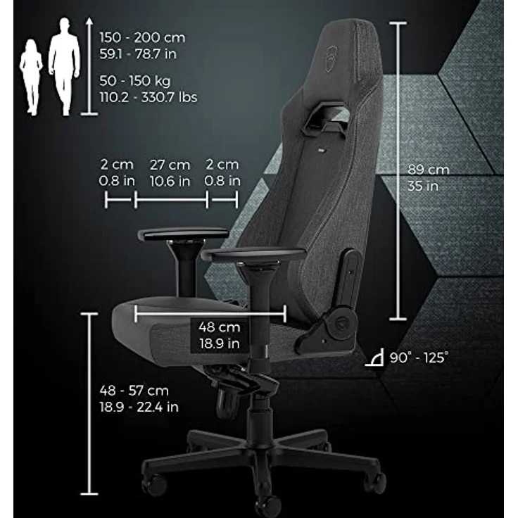 noblechairs HERO ST TX Gaming Stuhl, ergonomischer Bürostuhl mit atmungsaktivem Stoff und Kaltschaumpolsterung, anthrazit, bis 150 kg belastbar, 60-mm-Rollen – Bild 4