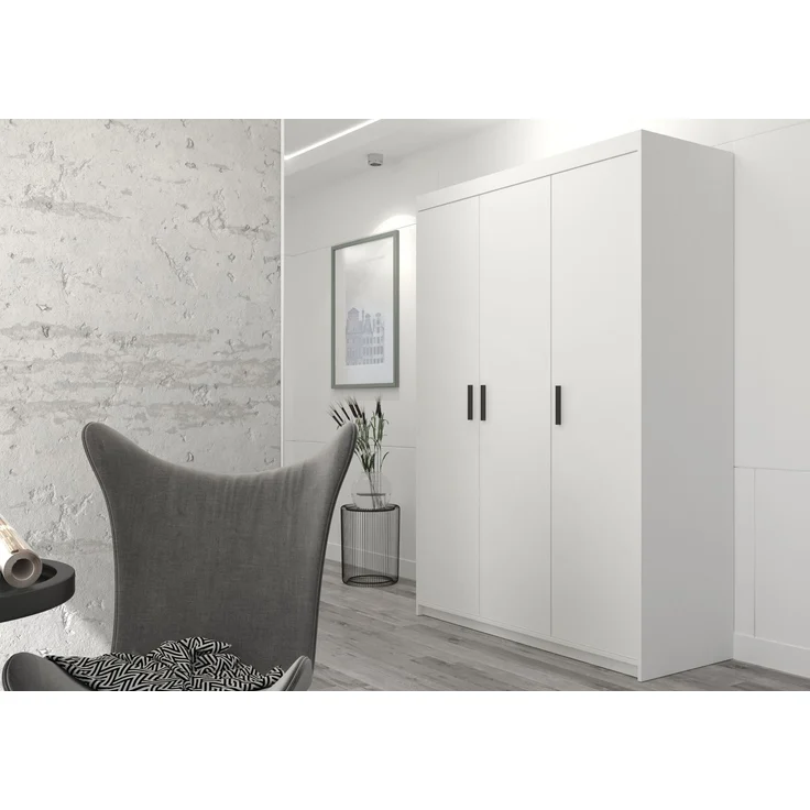 AX LIVING Storicos 3T 3 türig Kleiderschrank Weiß 133cm Breite, modern – Bild 3