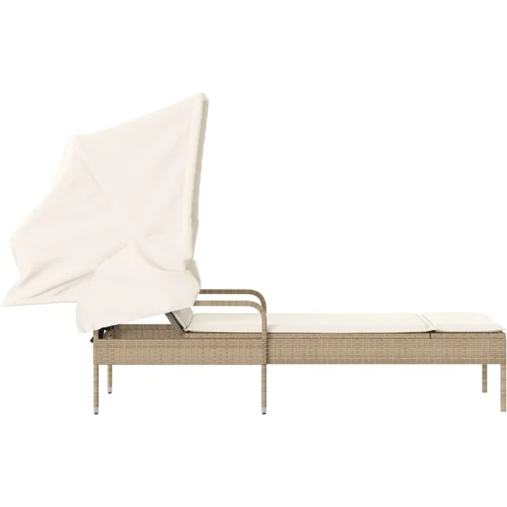vidaXL Sonnenliege mit Dach Beige Poly Rattan 368192 – Bild 3