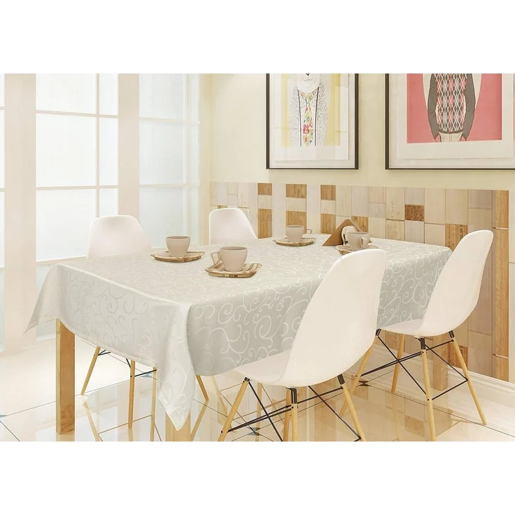 EUGAD Tischdecke (1-tlg), Damast Ornamente, mit Saum, Abwaschbar und Bügelfrei – Bild 2