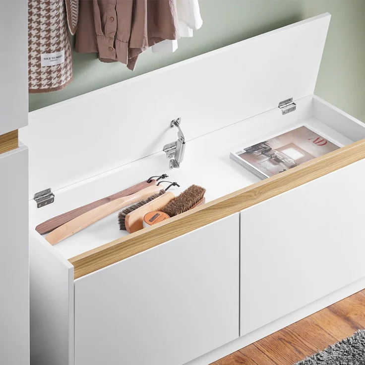 SoBuy FSR171-W Schuhbank, MDF, Lackiert, Weiß, 100 x 46 x 26 cm – Bild 7