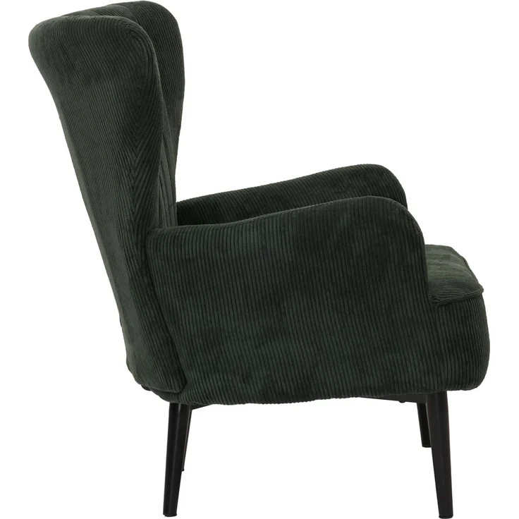 Lounge-Sessel HWC-K37, Cocktail-/Ohrensessel Polsterstuhl Retro Vintage Stoff Cord (290g/m²) Öko-Tex ~ dunkelgrün – Bild 6
