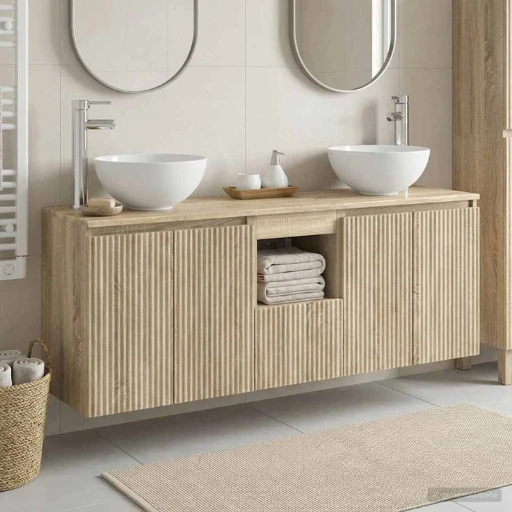 vidaXL Wandhängendes Badezimmerschrank-Set 3 stk. Sonoma-Eiche 3405629 – Bild 1
