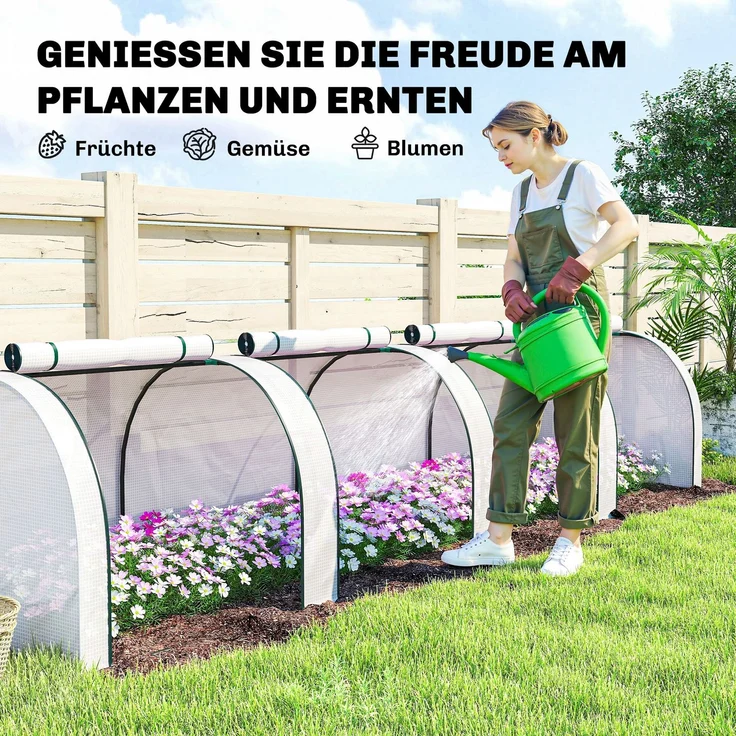 Outsunny Gewächshaus, PE, Stahl, Weiß, 395L x 100B x 80H cm – Bild 7