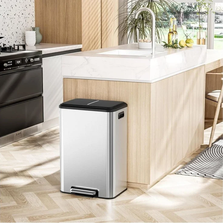 TLGREEN Mülleimer 2 fach 2x 20L,Tretmülleimer mit Inneneimer, Deckel Softclose,für Büro, Großfamilie – Bild 2