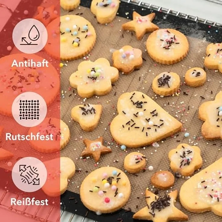 AVANA Backmatte aus Silikon Wiederverwendbare Backfolie Teigmatte Backunterlage, Silikon (3er Set), antihaftbeschichtet, rutschfest, hitzebeständig – Bild 4