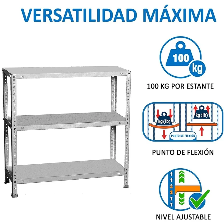 Simon Rack Metallregale, 1000 x 1000 x 400 mm, 3 Metallböden, 100 kg Biegepunkt, Lagerregale, verzinkt, Komfort – Bild 5
