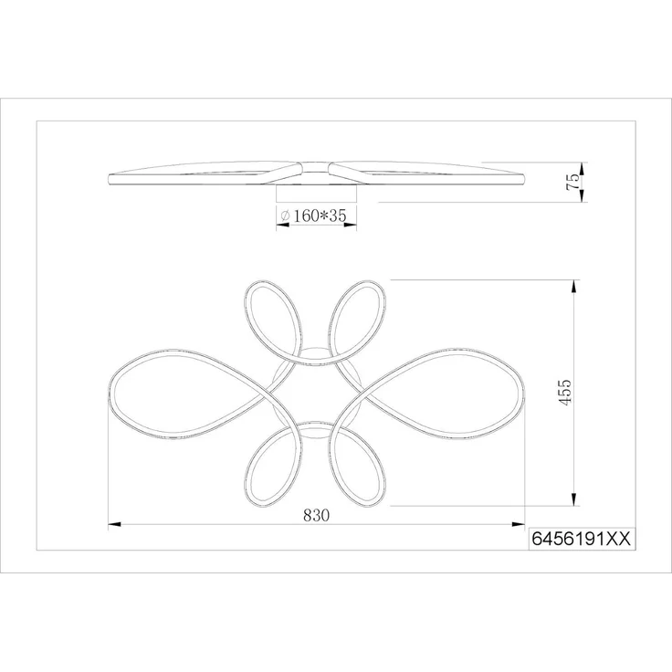 Große LED Deckenleuchte FLY geschwungen Weiß, Breite 83cm – Bild 10