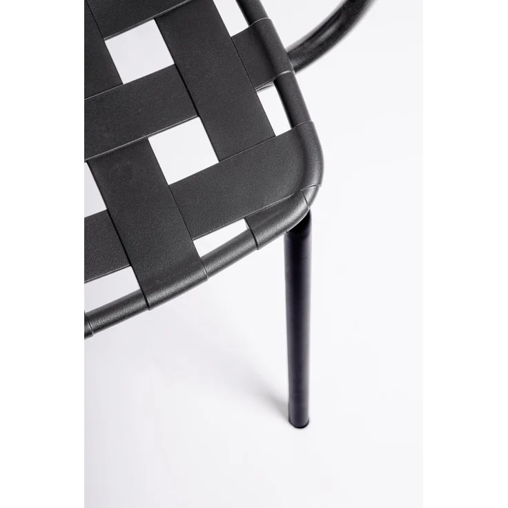 Gartenstuhl Revol 4er-Set mit Armlehne, Metall und Kunstfaser, modern, schwarz, stapelbar – Bild 6