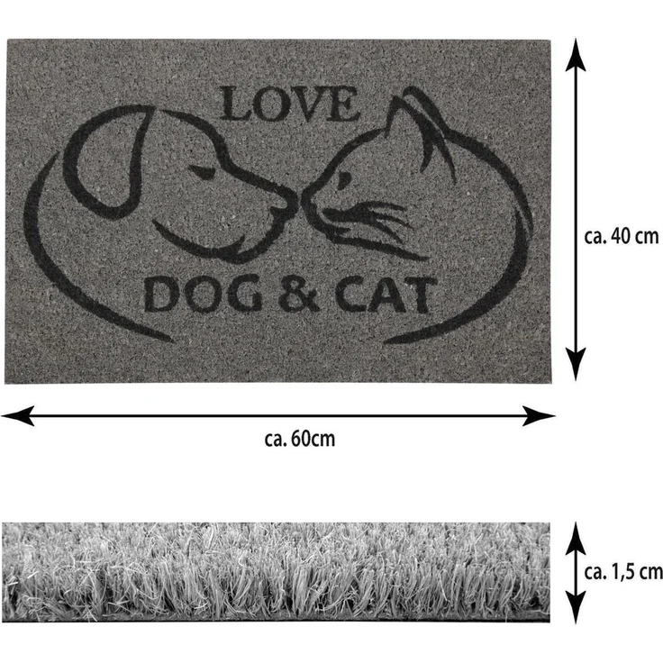 Bestlivings Fußmatte Kokos Schuhabtreter 40x60 cm in grau ( Hund & Katze ), weitere Motive erhältlich – Bild 3