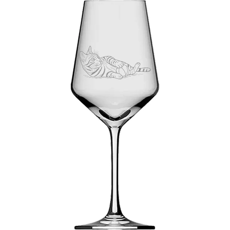 eXODA Weinglas Motiv niedliche Katze beim Spielen mit Gravur, 1-tlg, Glas, Atemberaubende Darstellung