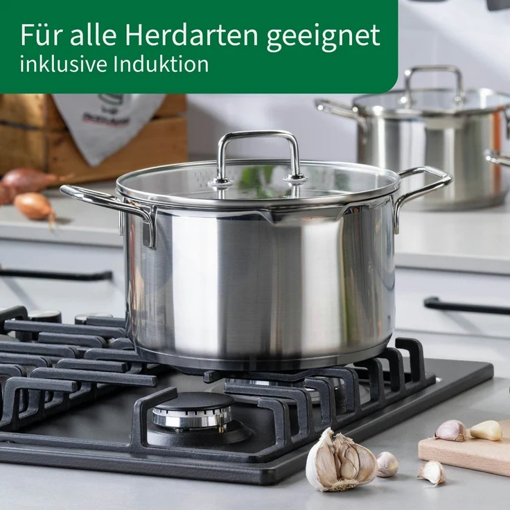Chefkoch trifft Fackelmann Kochtopf mit Glasdeckel, Ø 24 cm, induktionsgeeignet, backofengeeignet – Bild 3