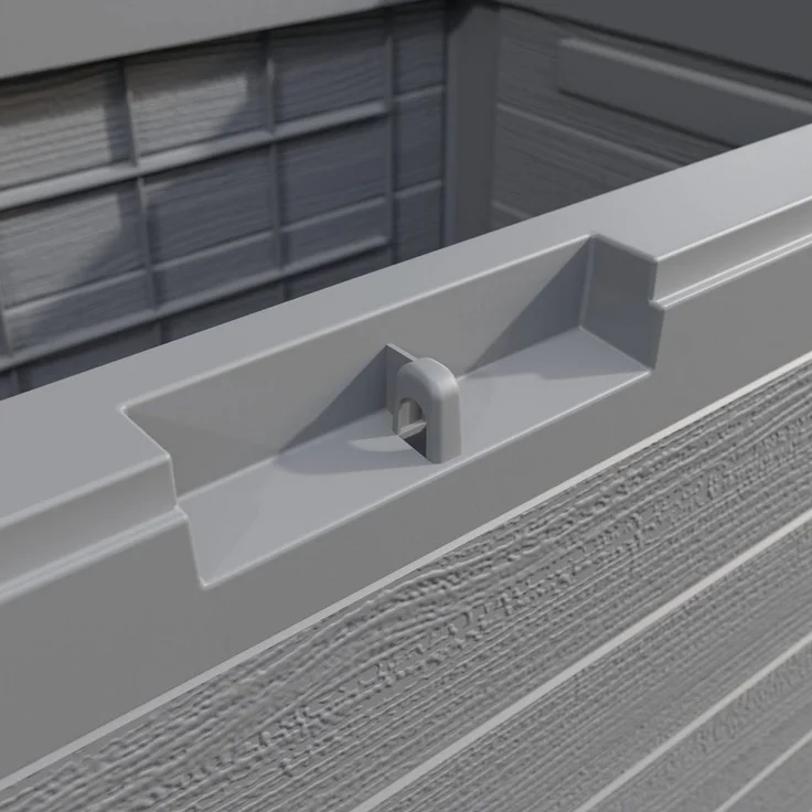Casaria Auflagenbox Lille (1 St), 190L UV-beständig Griffmulden Verschließbar Balkon Holz-Optik Grau – Bild 2
