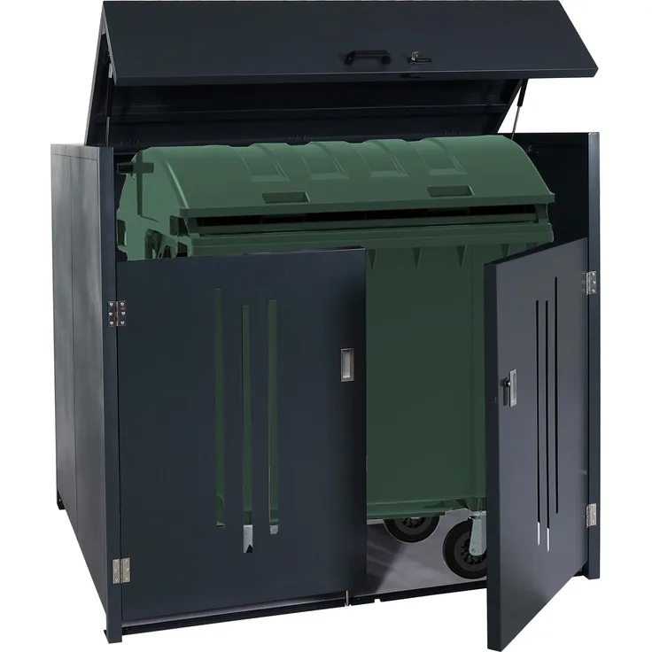Müllcontainerverkleidung HWC-M54, Müllcontainerbox Industrie-Abfallcontainer, Container bis 1100L 154x160x136cm, Stahl