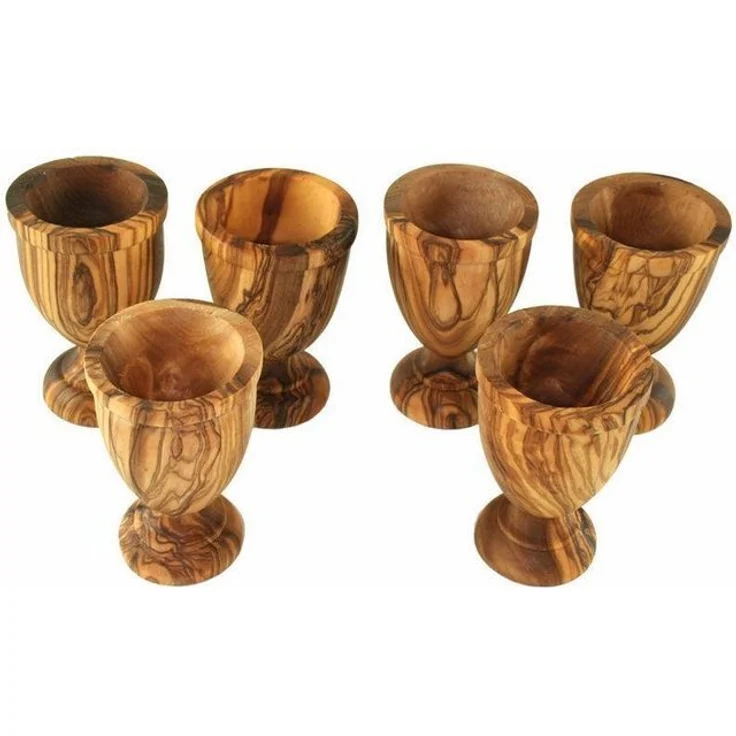 Olivenholz-erleben Eierbecher KLASSIK gedrechselt aus edlem Olivenholz, (Set, 6-tlg, 6x Eierbecher), Handarbeit, Angenehme Haptik, Lebensmittelecht & unbehandelt – Bild 4