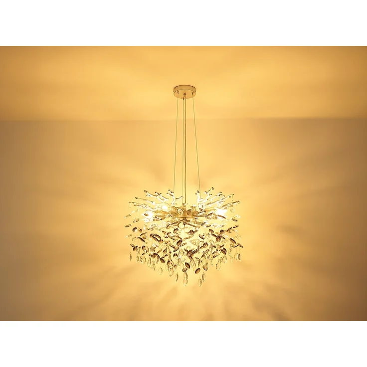 LED Kronleuchter Silber 10-flammig mit Glas Kristall 2-farbig Ø 80cm – Bild 6