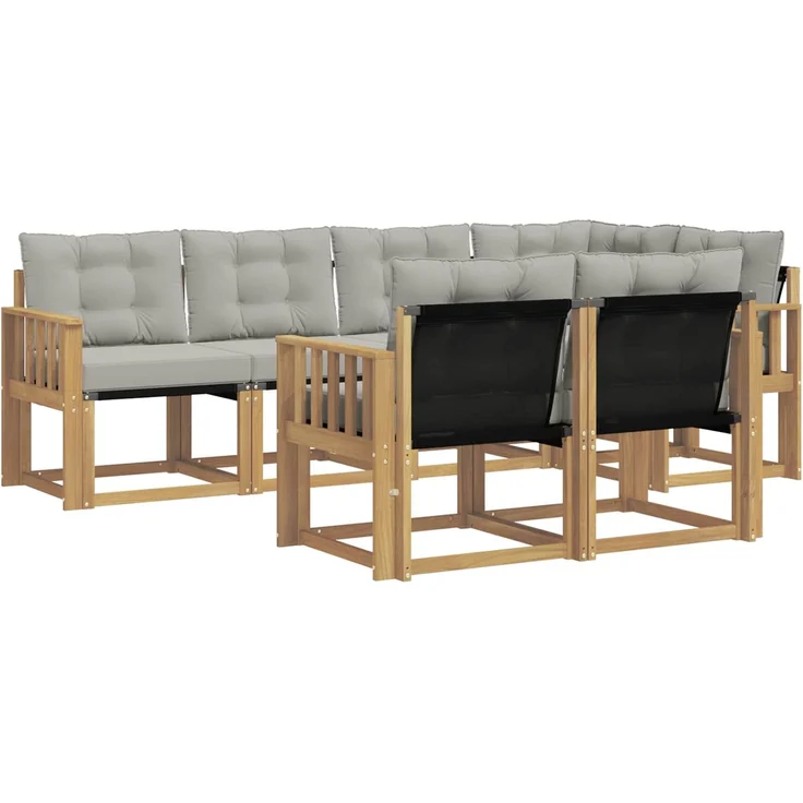 vidaXL Outdoor-Sofagarnitur 7 stk. 7-Sitzer Weiß und Hellgrau 3389569 – Bild 2