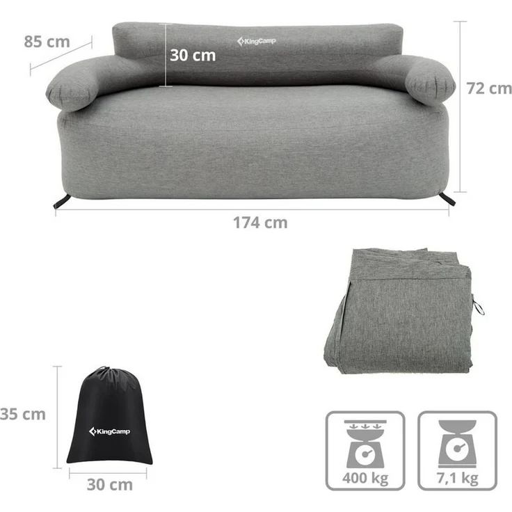 KingCamp Campingstuhl Camping Couch Air Sofa Granit Lounge - Outdoor Luf – Bild 2