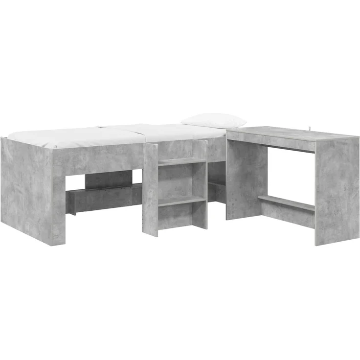 vidaXL Hochbett mit Schreibtisch für Kinder 2 stk. Betongrau 3423473 – Bild 2