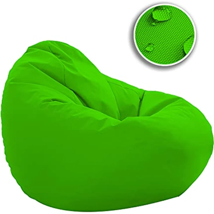 HomeIdeal - Sitzsack XXL Bodenkissen für Erwachsene & Kinder - Geeignet für Gaming oder Entspannen - Indoor wie Outdoor da er Wasserfest ist - mit EPS Perlen, Farbe:Neongrün, Größe:XXL – Bild 4