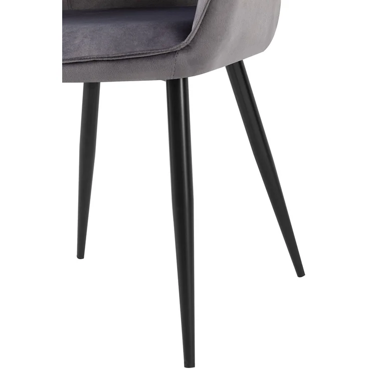2er Set Esszimmerstuhl GENIM - Samt Dunkelgrau 60x60x84 cm | Essstühle Esszimmerstühle Küchenstühle Wohnzimmerstühle – Bild 5