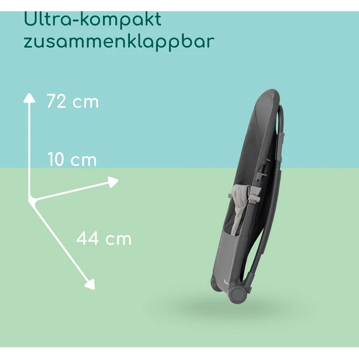 Bebeconfort Aster, Babywippe, 0–2 Jahre, Leichtgewicht (2,7 kg), ultra-kompakt zusammenklappbar, verstellbare Rückenlehne, Polsterkissen, abnehmbarer Spielbogen, 3-Punkt-Gurt, Tinted Graphite – Bild 3