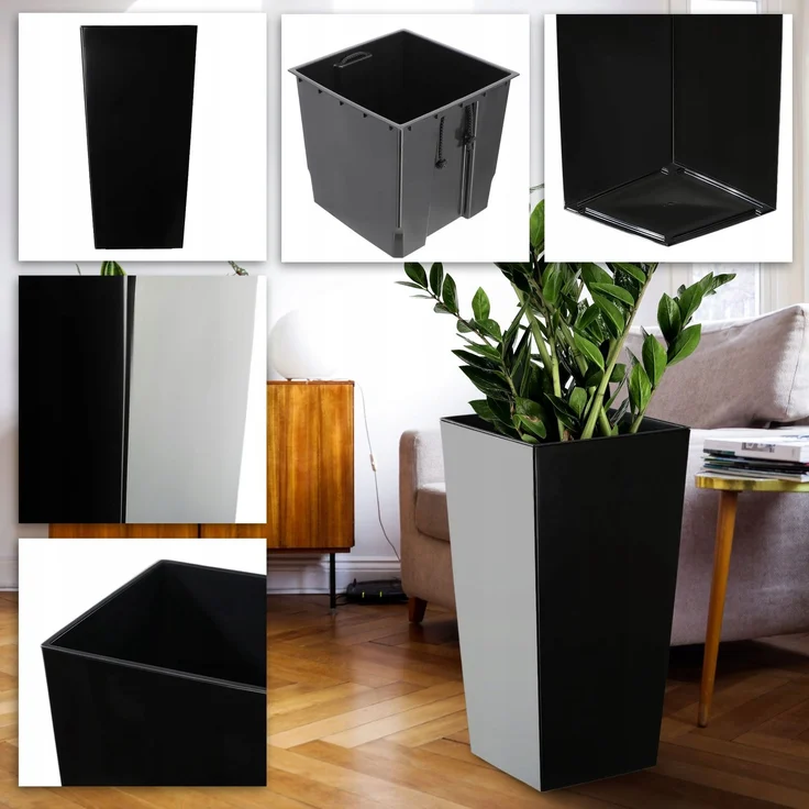 KADAX Blumentopf + Einsatz 29x58cm hoch Schwarz glänzend – Bild 6