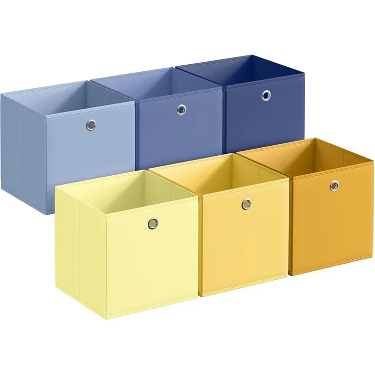 Aufbewahrungsbox, 6er Set, Ordnungsboxen, geruchsneutral, Faltbox, 30 x 30 x 30 cm, Stoffbox, für Würfelregal, Organizer bunt