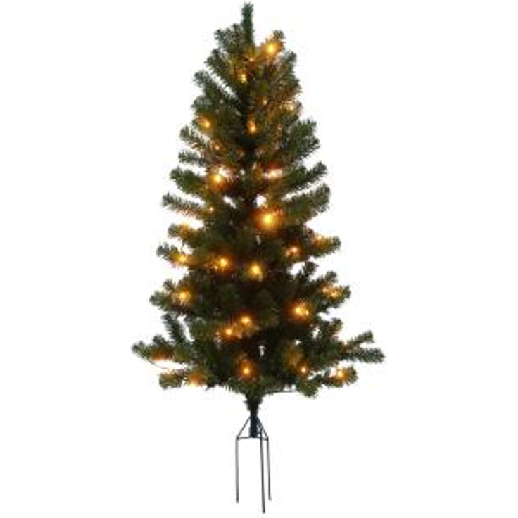 Künstlicher PVC-Weihnachtsbaum ASKE für außen mit Erdspieß Klasse B+ 120 × 72 cm mit LED-Licht NORDIC WINTER (780-171)