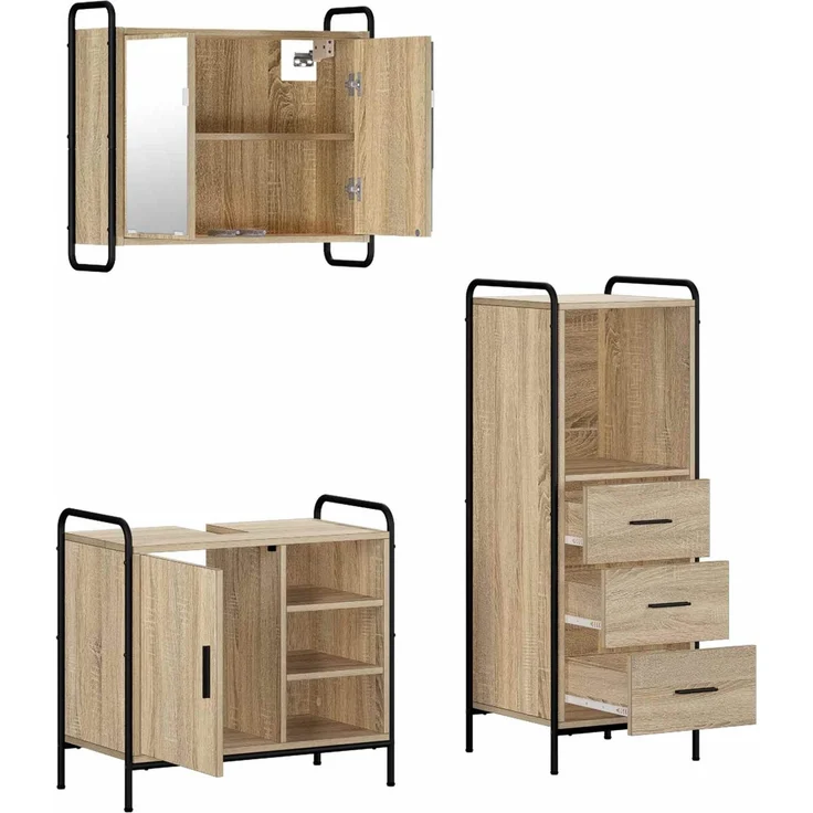 vidaXL Badezimmerschrank-Set 3 stk. Sonoma-Eiche 40 x 36 x 109,5 cm 3444532 – Bild 6